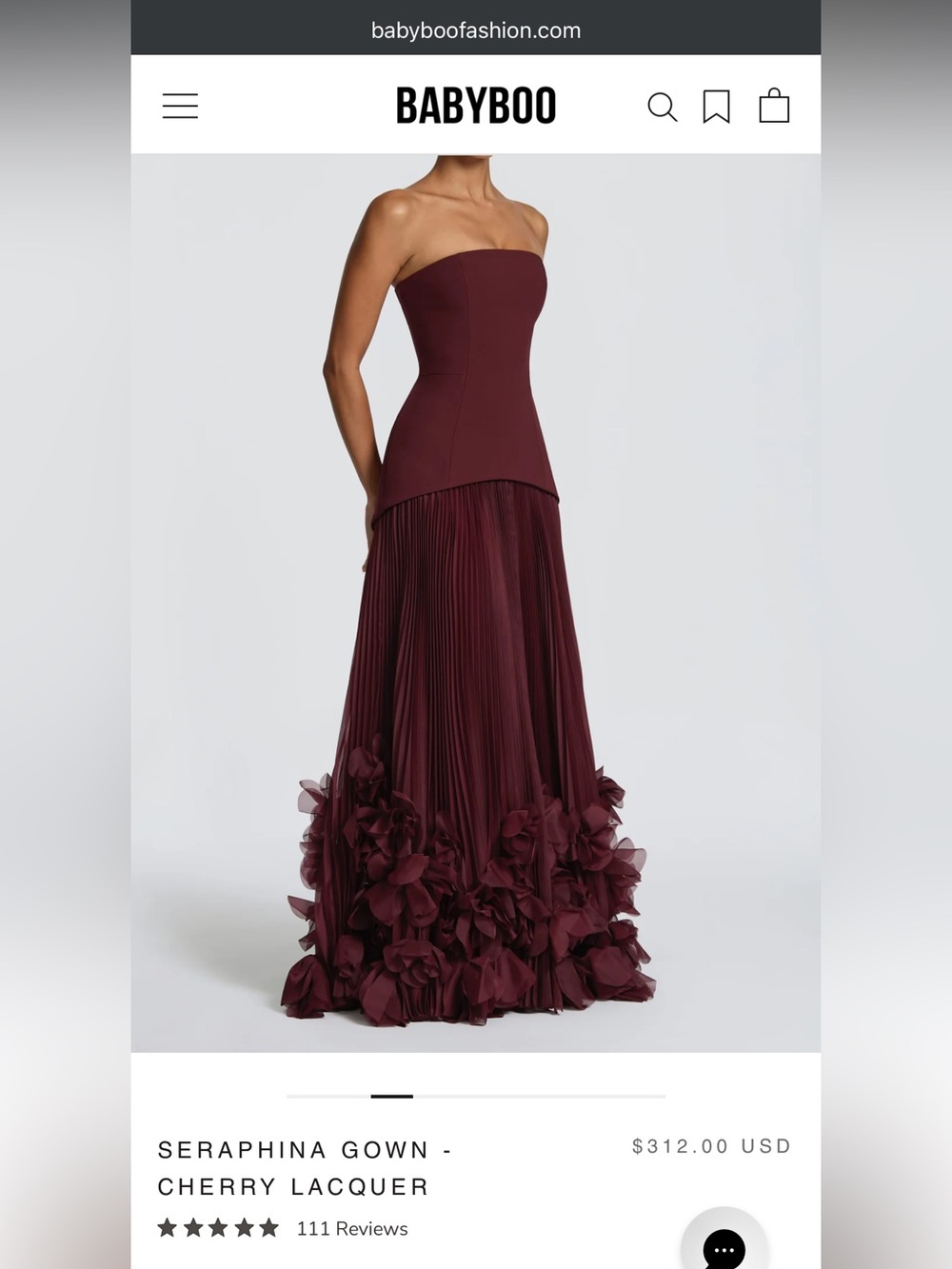 Seraphina Strapless Cherry Evening Gown